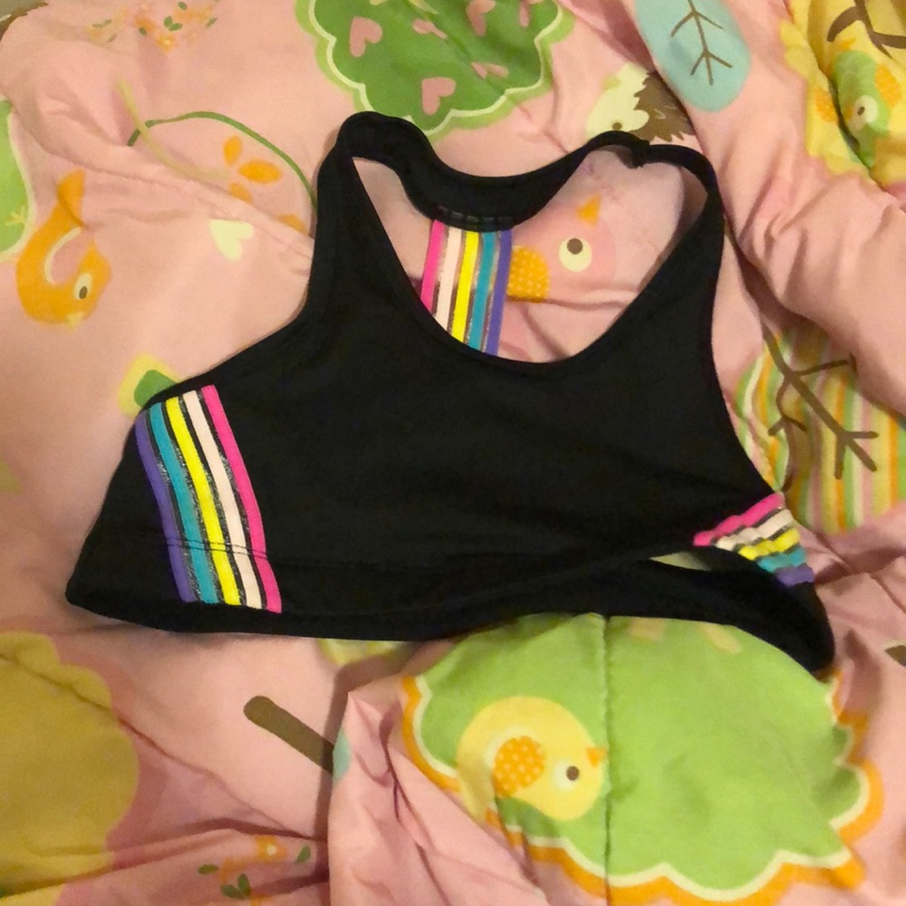 Black and rainbow bra